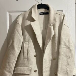 Zara Women's Textured Cream Blazer